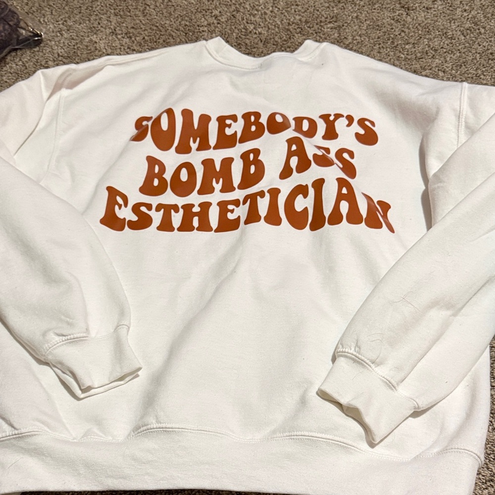 White esthetician crewneck